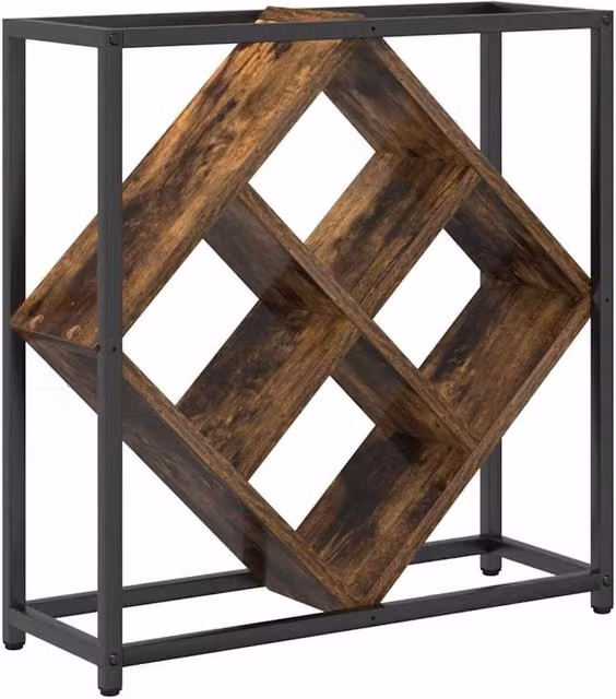 Berkfield Home Modern Smoked Oak Wine Rack, Brown, W/D/H: 51 x 18 x 52.5 cm