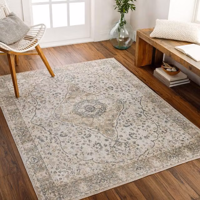 Livabliss Lilian Washable Vintage Boho Living and Dining Room Rug in Grey, Green and Camel, W: 200 cm, D: 275 cm – 1