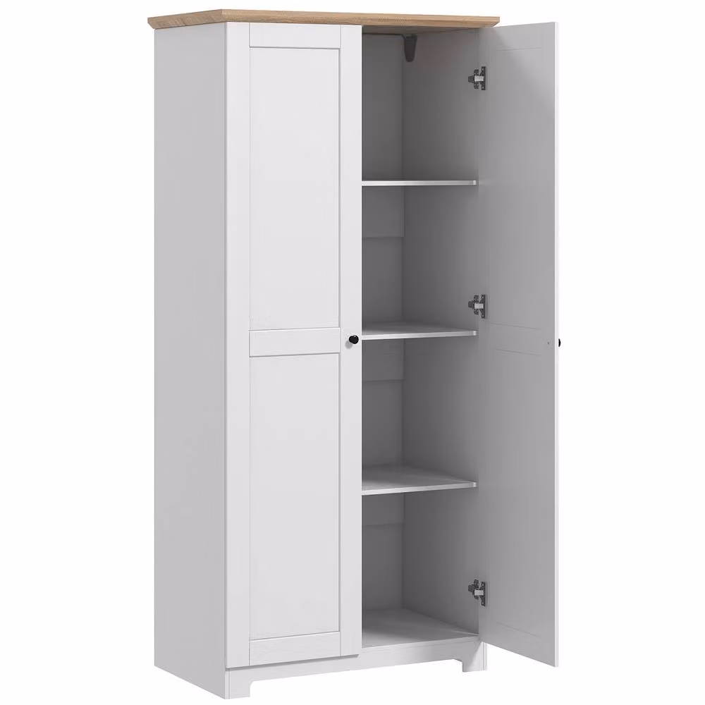 STILVORA Freestanding White Matt MDF Storage Cabinet with Hinged Doors and Internal Shelves – 3
