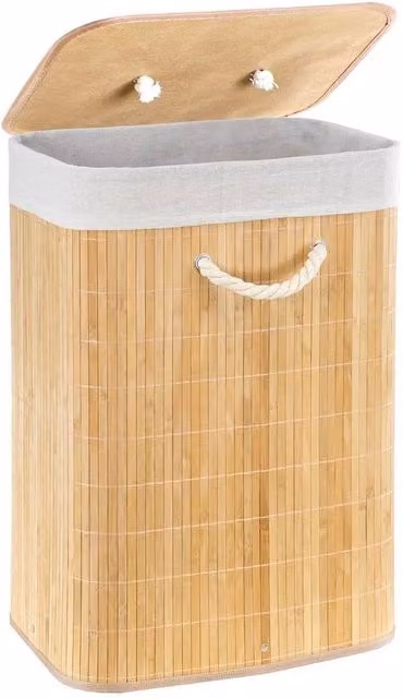 SPETLEK Collapsible Bamboo Laundry Basket with Lid, Beige, W/D/H: 60.0 x 40.0 x 0.0 cm