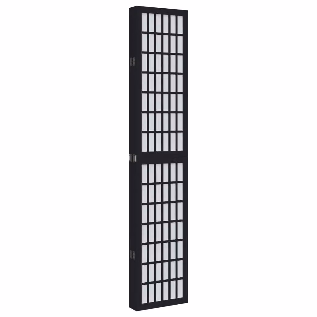 Berkfield Home 6 Panel Room Divider in Black Solid Paulownia Wood – 3