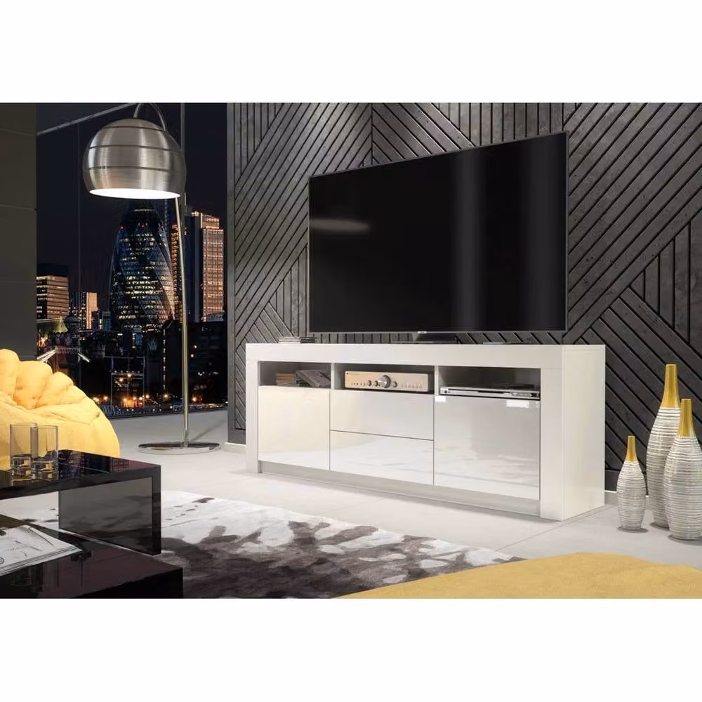 FORGEVIO Modern White Glossy Wood TV Unit Sideboard Cabinet for your Living Room – 4