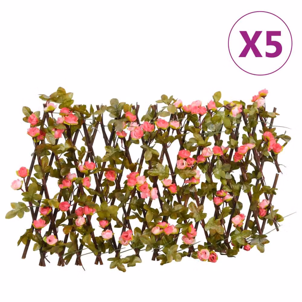 Berkfield Home Artificial Ivy Trellis Expandable 5 Piece Set in Dark Pink, W/H: 180 x 20 cm – 2