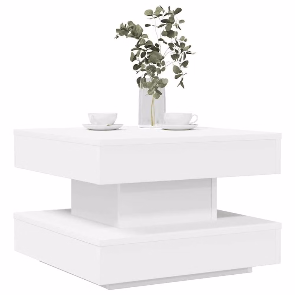 Berkfield Home Modern Rotating Square Coffee Table, White, W/D/H: 50 x 50 x 34.5 cm – 2