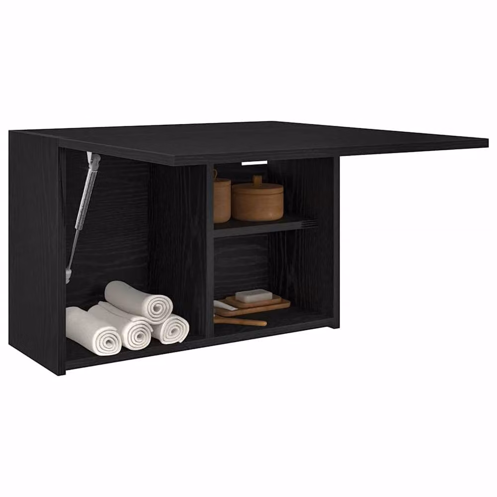 Berkfield Home Black Wall Mounted Bathroom Cabinet with Hinged Doors and Internal Shelves, W: 60 cm, D: 25 cm, H: 40 cm – 3