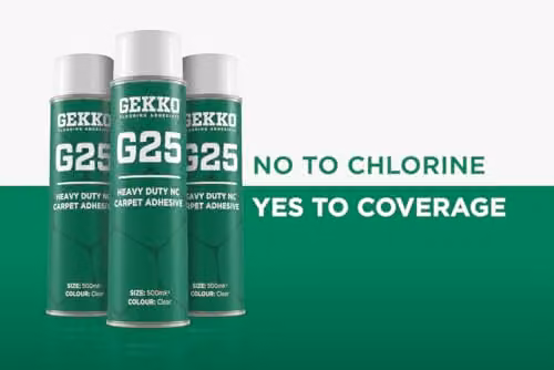 Gekko G25 Carpet and Fabric Spray Adhesive, 3 x 500ml, Clear, Non-Chlorinated, Low Odour and Fast Drying Contact Glue – 4