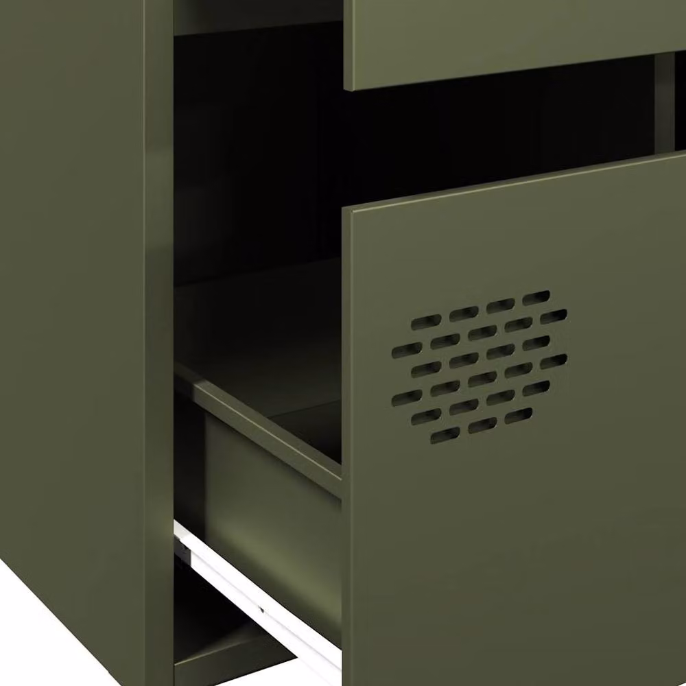Berkfield Home Highboard in Olive Green Metal, W/D/H: 68 x 39 x 101.5 cm – 4