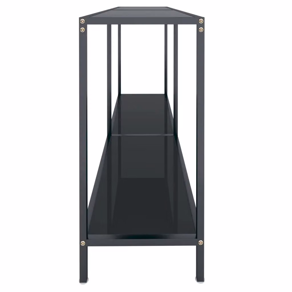 Berkfield Home Black Rectangular Console Table with Tempered Glass, W/D/H: 140 x 35 x 75.5 cm – 3