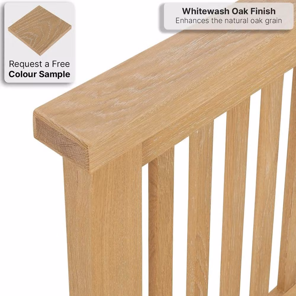 FORGEVIO Cheshire King Size Bed in Natural Whitewash Solid Oak, W/D/H: 180 x 200 cm – 2