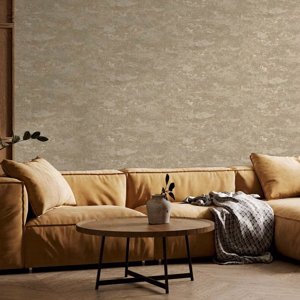 Arthouse Patina Neutral Abstract Vinyl Wallpaper in Beige and Metallics – 2
