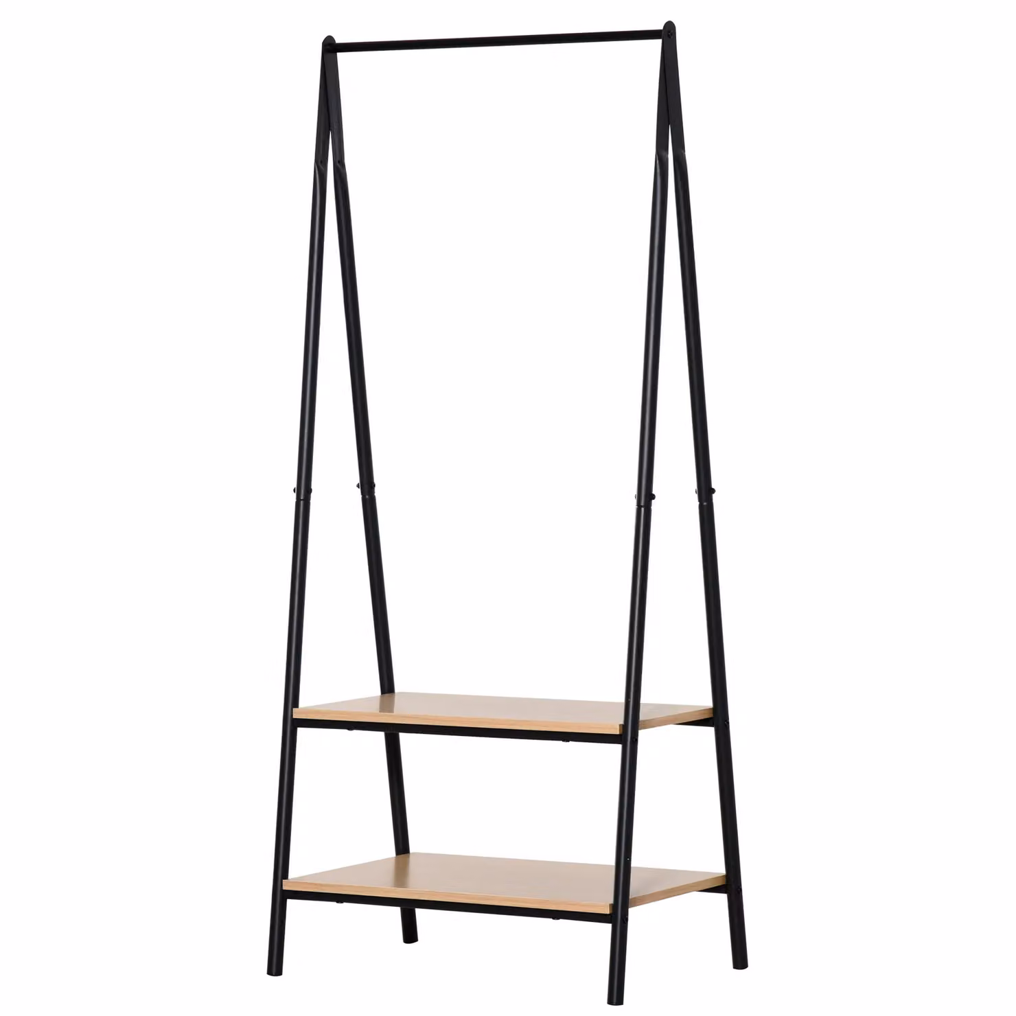 HOMCOM 2-Tier Metal and MDF Garment Rack with Continuous Linear Rail in Black – 2
