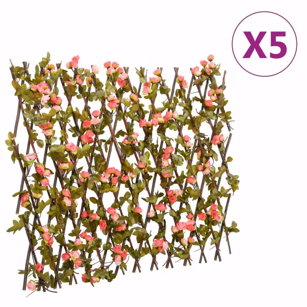 Berkfield Home Artificial Ivy Trellis Expandable 5 Piece Set, Dark Pink, W: 60 cm, H: 180 cm – 2