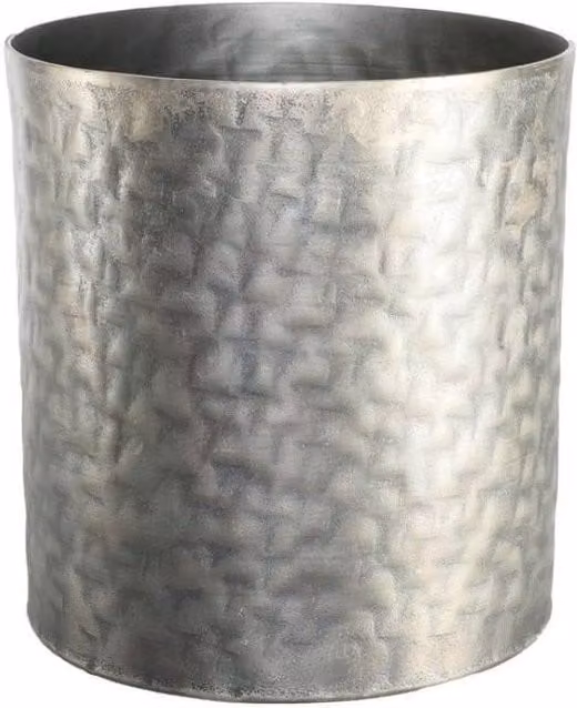 KDMD Apollo Cylinder Antique Silver Metal Pot, Diameter: 22 cm