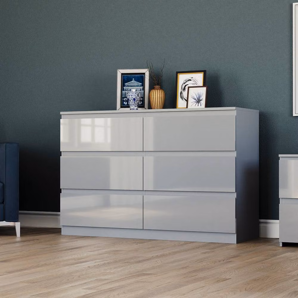 HD Designs Vida Designs Glinton 3 Piece Grey Glossy Modern Bedroom Set – 4