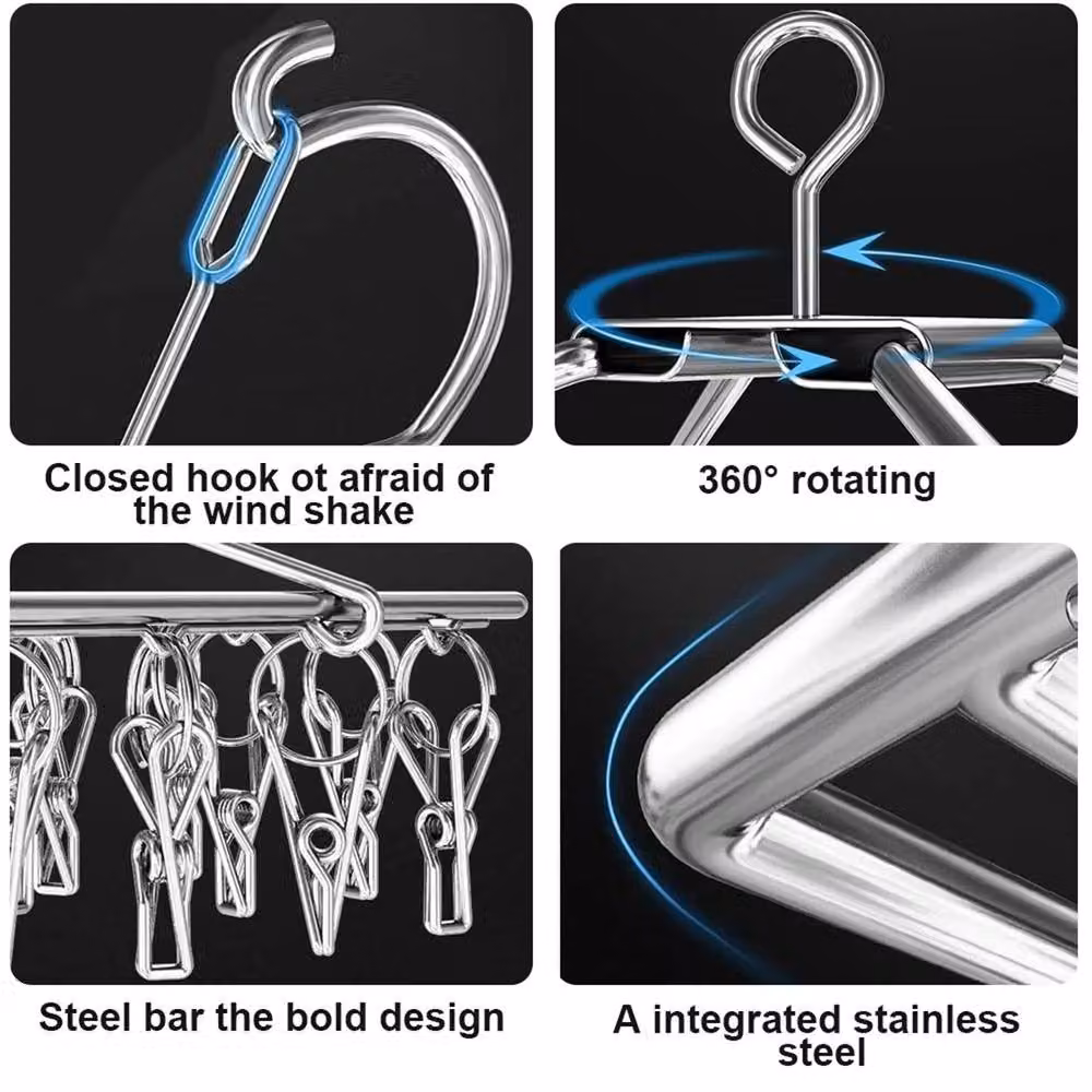 Nordara 40-Peg Folding Metal Sock Dryer and Underwear Hanger with Clips in Silver – 3