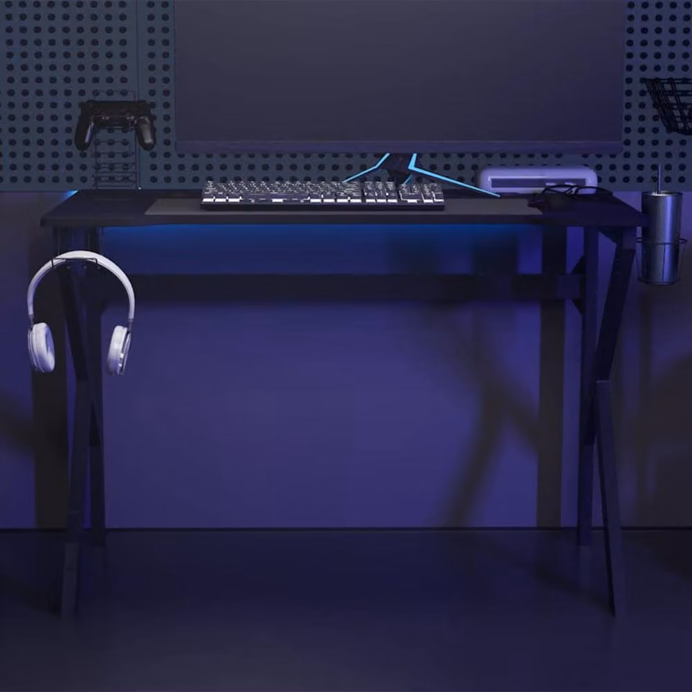 Berkfield Home Gaming Desk with K Shape Legs, Black, W/D/H: 110 x 60 x 75 cm – 2