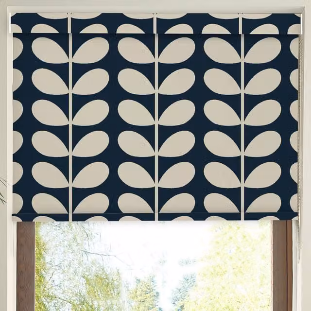Orla Kiely Whale Jumbo Solid Stem Made to Measure Blackout Roller Blind in Blue