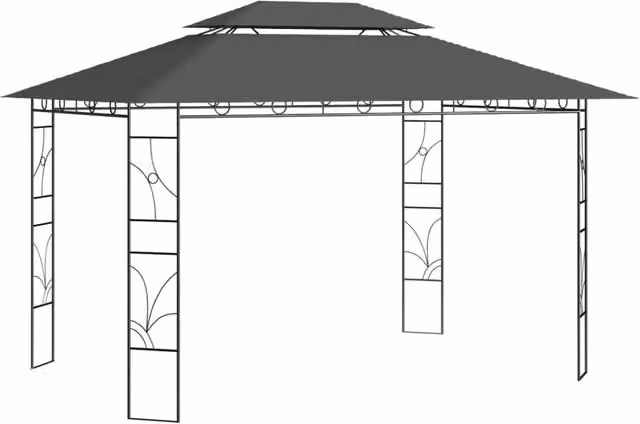 Berkfield Home Anthracite and Black Hip Roof Gazebo W: 400 cm, D: 300 cm, H: 270 cm