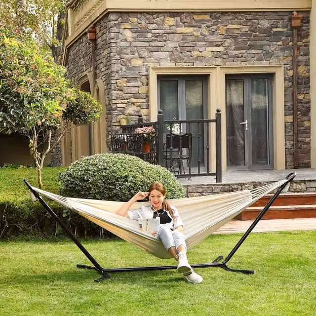 SONGMICS Portable Hammock with Stand, White