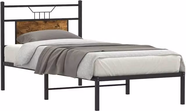 Berkfield Home Decorative Bed Frame in Smoked Oak and Brown, W/D/H: 80 x 200 cm – 1
