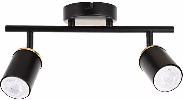 First Choice Lighting Larbert Modern Black and Gold/Brass 2 Way Adjustable LED Ceiling Spotlight Fitting – 1