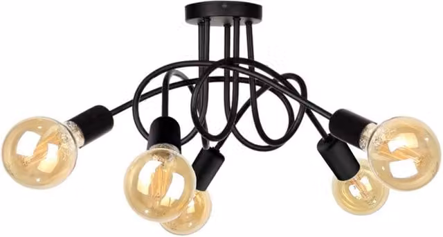 Netlighting Rumba Multi Arm Semi Flush Ceiling Light, Black, Diameter: 50 cm, 5x E27