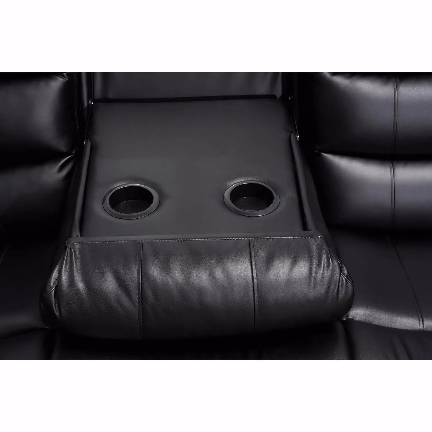 LUXURY LIFE Roma Leather Recliner Sofa Set in Black with 3-Seater and 2-Seater Upholstered Pieces – 3