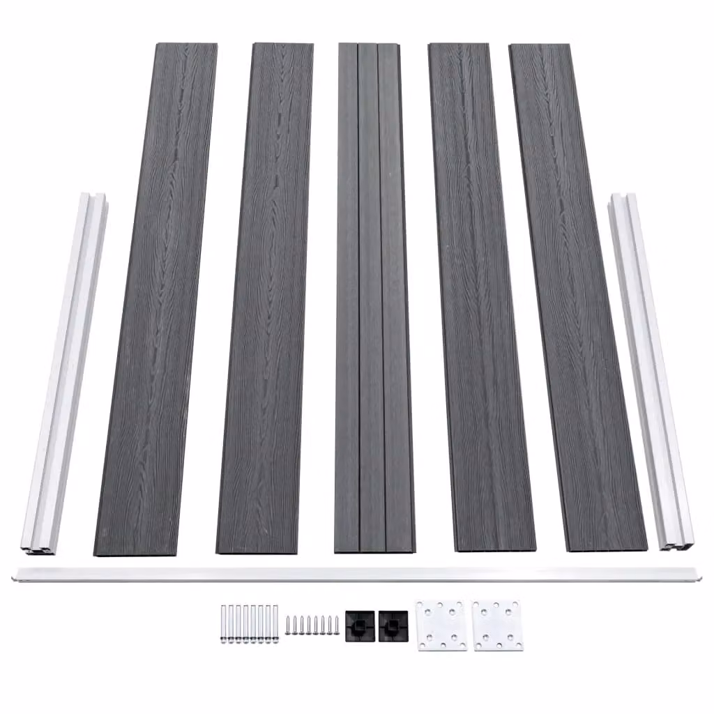 Berkfield Home Grey WPC and Aluminium Garden Fence Panel, W: 872 cm, H: 106 cm – 5