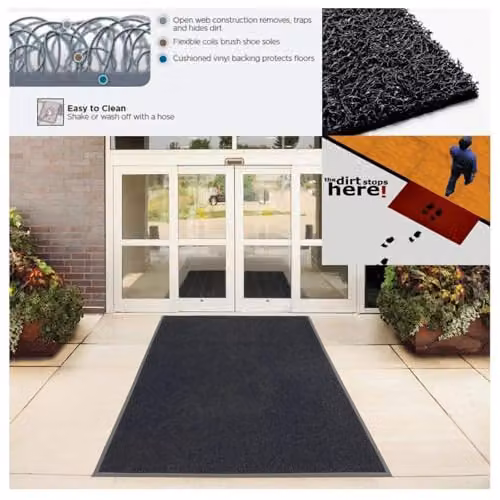 Oseasons Heart Small Embossed Black Vinyl Doormat with Open Backing – 4