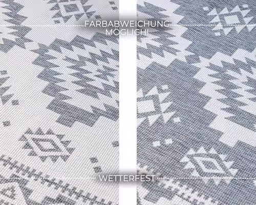 THE RUGS Oriental Reversible Indoor and Outdoor Polypropylene Rug in Grey and Silver, W: 160 cm, L: 230 cm – 3
