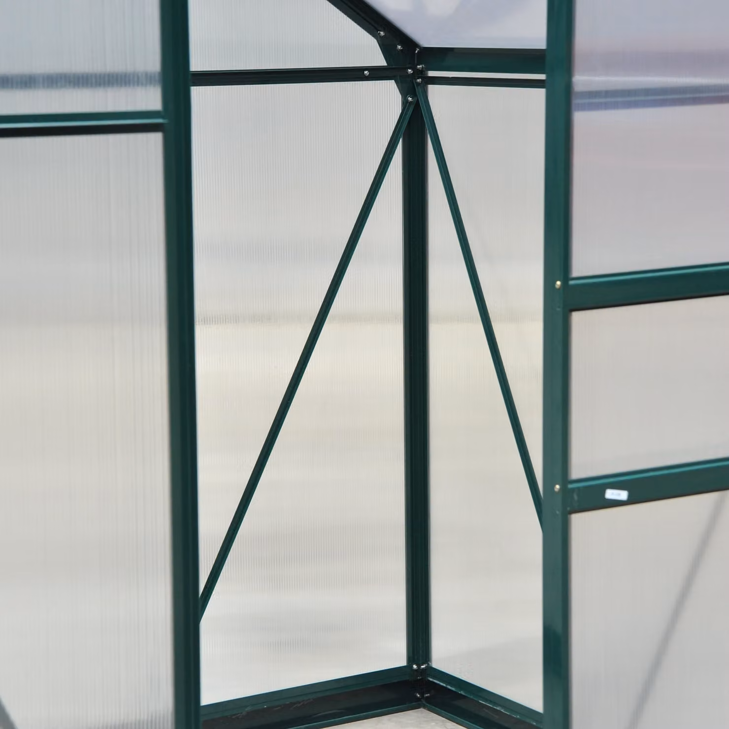 Outsunny Large Walk-In Greenhouse with Polycarbonate Panels, Aluminium Frame and Galvanised Steel Base, W: 1.3 m, D: 1.0 m, H: 2.0 m – 8