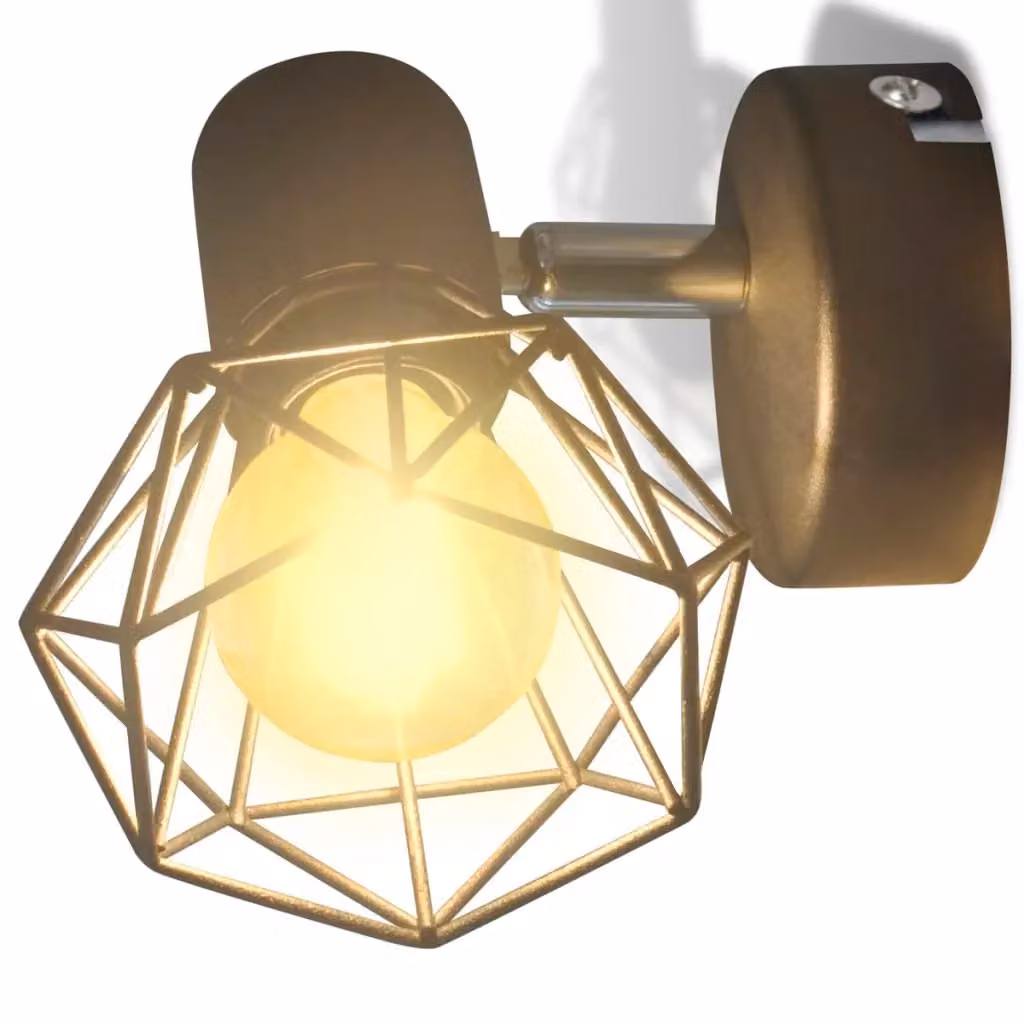 Berkfield Home Black Industrial Style Metal Wire Frame Wall Sconce with Warm White LED Filament Bulb – 3