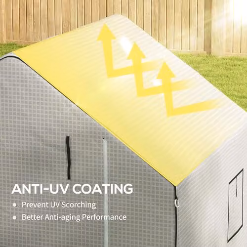 Outsunny White Walk-in Greenhouse Cover Replacement, W: 140 cm, D: 143 cm, H: 190 cm – 2