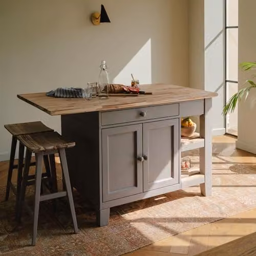 Statement Furniture Florence Bar Stool in Grey with Acacia Wood Seat, W43 x D33 x H65 cm – 3