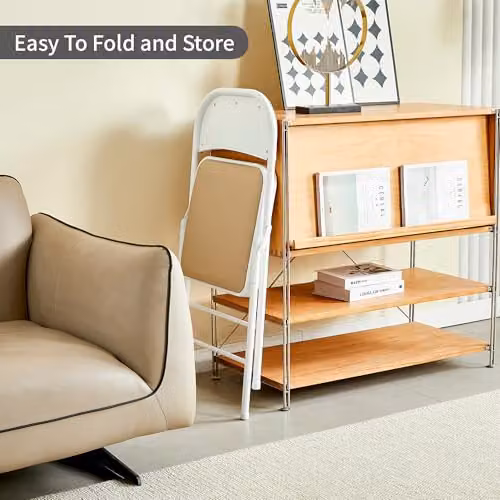 MCC Direct Grey Faux Leather Folding Chair with Metal Frame and Padded Seat – 2
