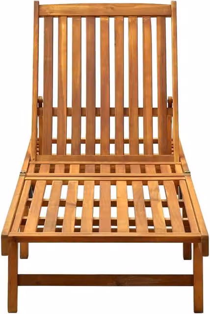 Berkfield Home Sun Lounger in Brown Solid Acacia Wood with Adjustable Headrest and Castors