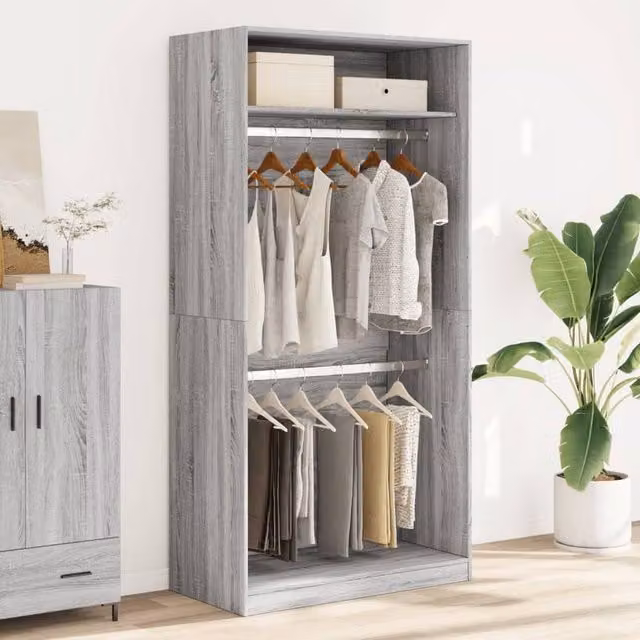 Berkfield Home Grey Sonoma Modern Wardrobe with Hinged Doors, W/D/H: 100 x 50 x 200 cm – 1