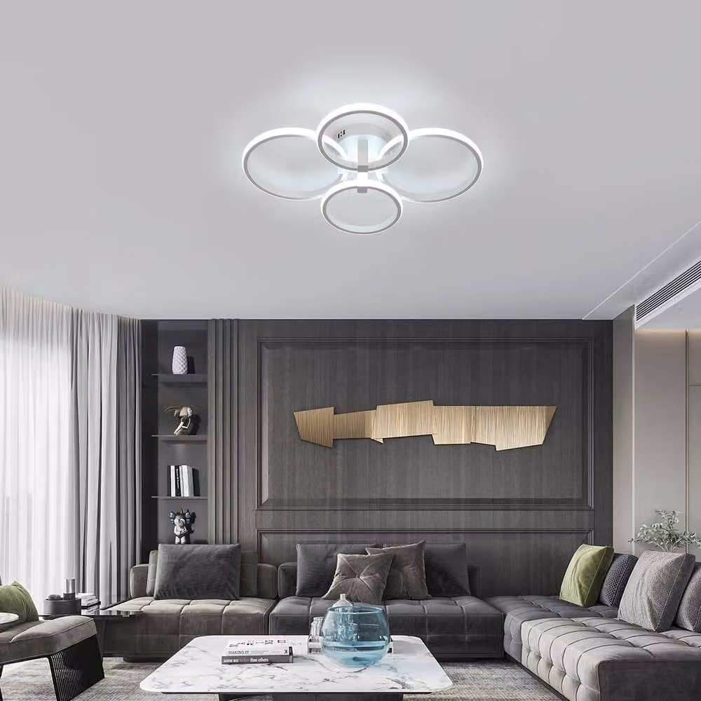 COMELY Modern Dimmable LED Ceiling Light, 76W White Acrylic Ring Light, Diameter: 56 cm – 4