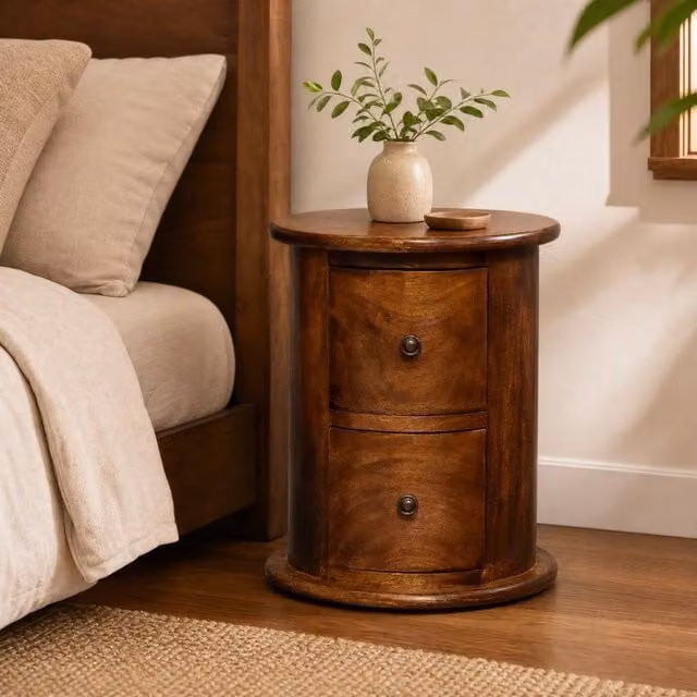 STILVORA Mini Chest of Drawers with 2 Drawers in Brown Glossy Wood – 1