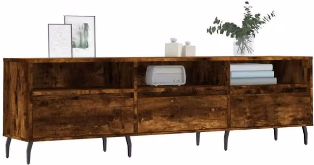 Berkfield Home TV Cabinet in Smoked Oak Brown, W/D/H: 150 x 30 x 44.5 cm – 1