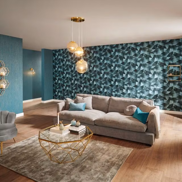 Erismann Modern Geometric 3D Diamond Wallpaper in Petrol Teal