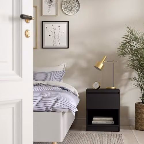Furniture To Go Naia Bedside Cabinet with 1 Drawer and 1 Shelf in Black Matt – 2