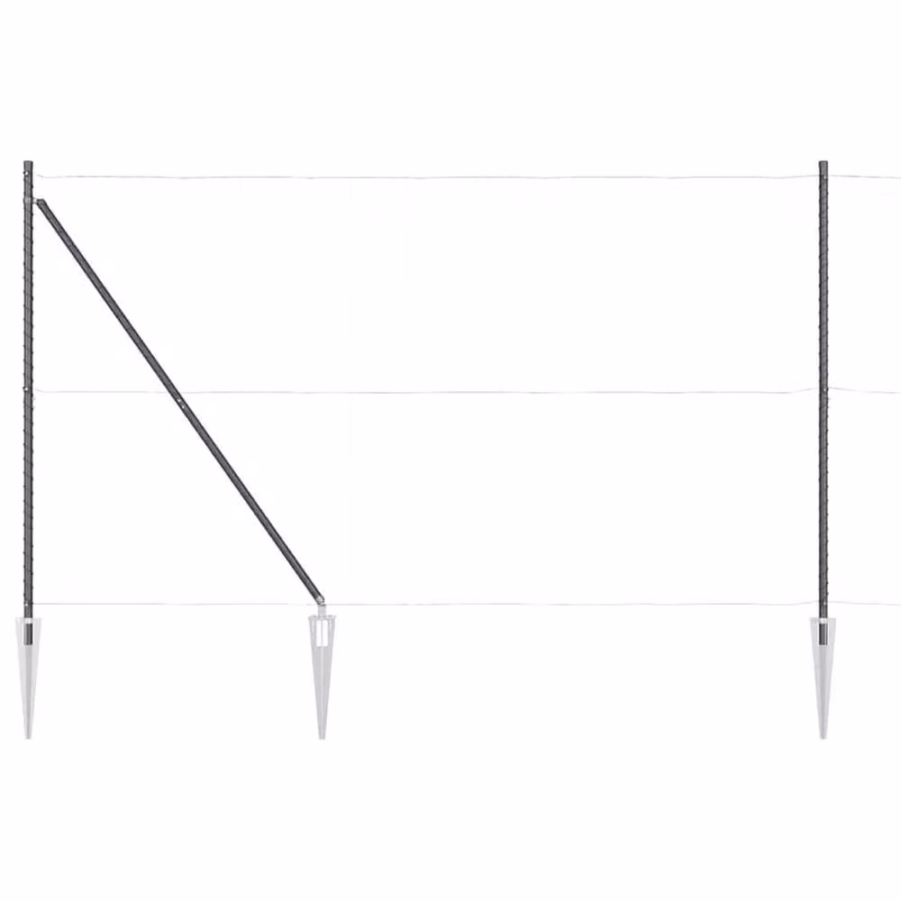 Berkfield Home Grey Galvanised Steel Round Fence Posts with Spike, 26 Pack, H: 170 cm, Diameter: 32 mm – 3