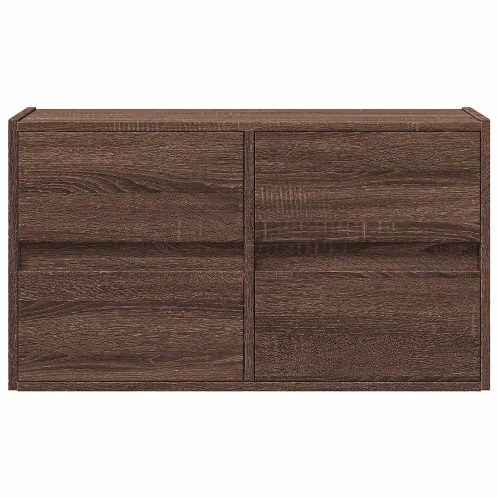 Berkfield Home Modern TV Wall Cabinet with LED Lights in Brown Oak, W: 80 cm, D: 31 cm, H: 45 cm – 4