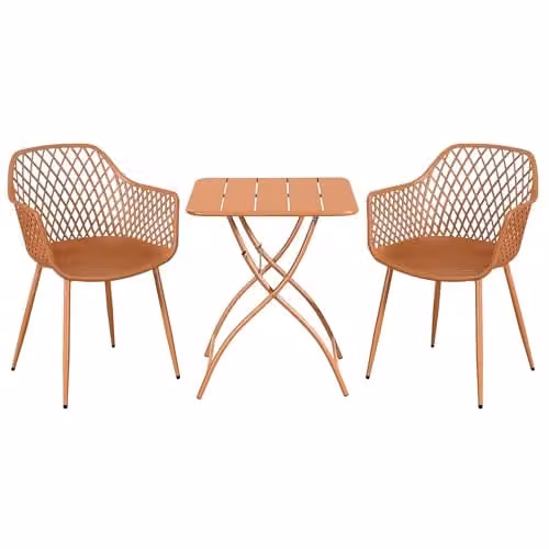 Core Products 3-Piece Bistro Garden Set with Two Lattice Armchairs and Folding Metal Table – 1