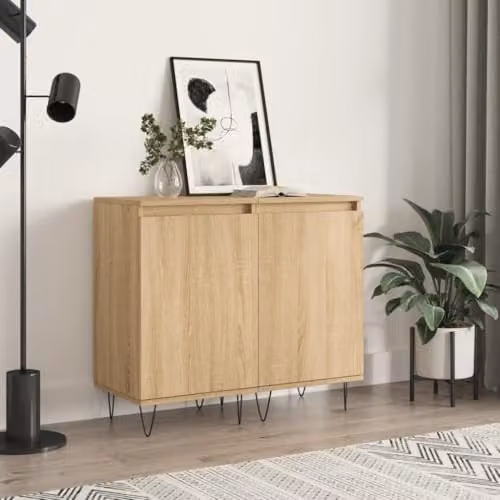 vidaXL Set of 2 Modern Sideboards in Sonoma Oak, W/D/H: 40 x 35 x 70 cm – 2
