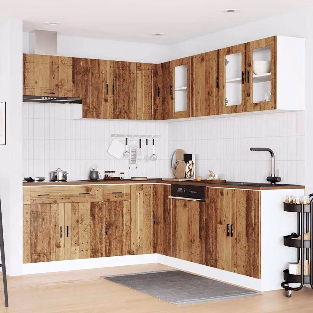Berkfield Home Porto 11 Piece Kitchen Cabinet Set in Brown Old Wood Engineered Wood – 2