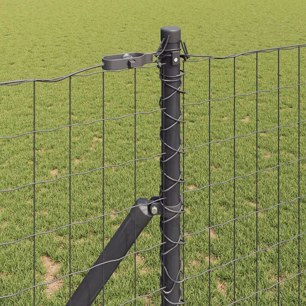 Berkfield Home Modern Euro Fence in Grey Galvanised Steel with 13 Posts, 1 x 25 m – 3