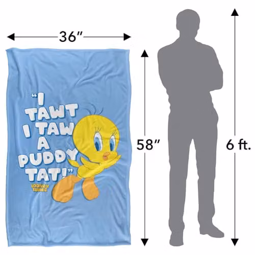 LOGOVISION Looney Tunes Tweety Puddy Tat Super Soft Fleece Throw Blanket, Multicolour, W: 91 cm, D: 147 cm – 4