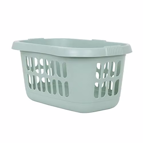 Wham Casa Hipster Plastic Laundry Baskets with Handles, 2 Pack, Silver Green, W/D/H: 59.0 x 30.5 x 30.5 cm – 1